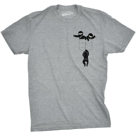 Mens Pocket Ninjas Funny T shirts Printed Graphic Humor Cool Ninja Tee Novelty T shirt