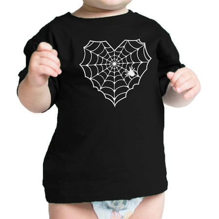 

Heart Spider Web Baby Tshirt Black Funny Infant Tee For Halloween