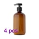 thumbnail image 1 of PET botella vacía recargable champú loción prensa bomba maquillaje dispensador contenedor de plástico, marrón 4 Piezas 500ml Methold HA5039-02B×4, 1 of 6