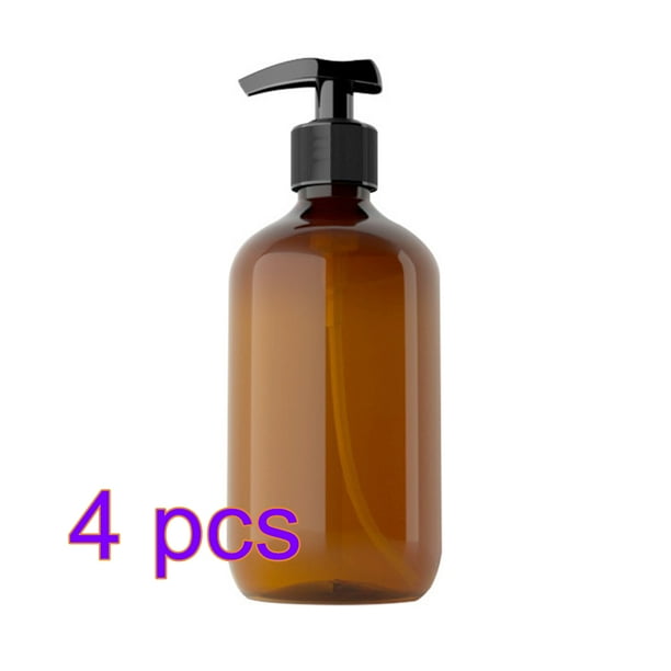PET botella vacía recargable champú loción prensa bomba maquillaje dispensador contenedor de plástico, marrón 4 Piezas 500ml Methold HA5039-02B×4