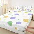 thumbnail image 3 of Manfei Cartoon Circular Queen Sheet Sets,Multicolor Polka Dots Flat Sheet,Yellow Green White Queen Fitted Sheet For Children,Breathable Home Decor,4pcs, 3 of 7