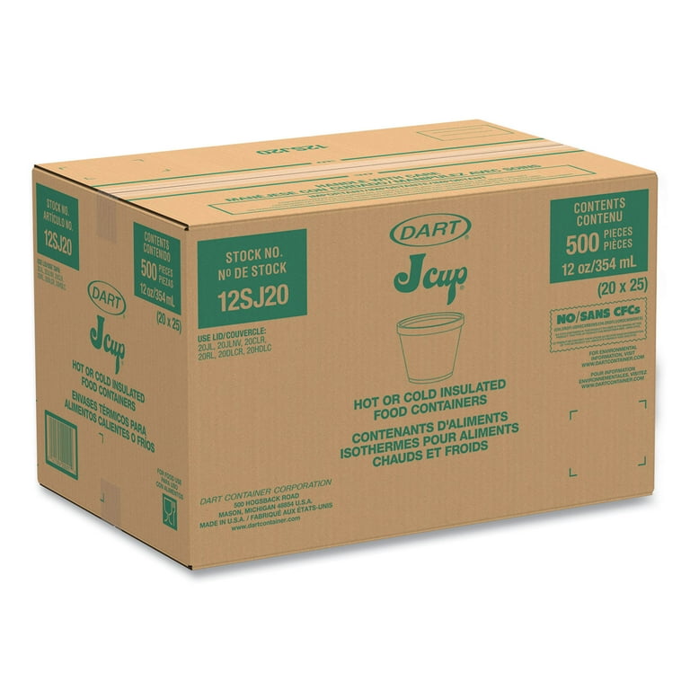 Food Containers, 12 oz, White, Foam, 25/Bag, 20 Bags/Carton Food Containers, 12 oz, White, Foam, 25/Bag, 20 Bags/Carton