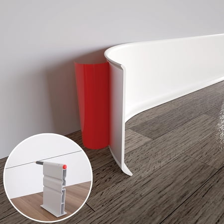 Flexible Baseboard Molding Trim, 4 Inch X 20 Feet Self-Adhesive Vinyl Wall Base Cove Base, Peel and Stick Rubber Wall Base Moulding Trim (S100, White)