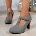 thumbnail image 6 of DIVVce T-Strap Mary Jane Heels For Women Closed Toe Adjustable Buckle Comfort Office Footwear, 6 of 8