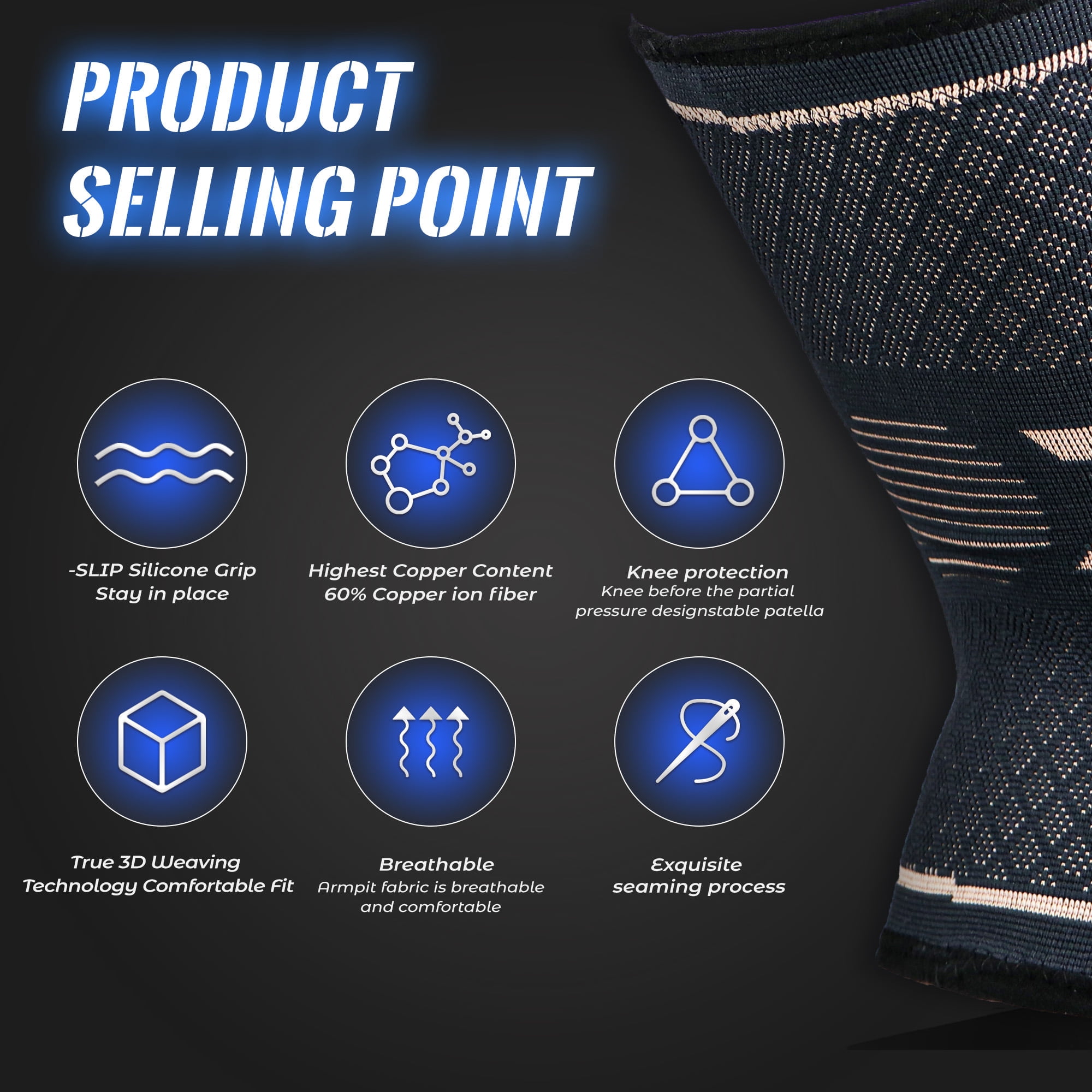 JIUFENTIAN Arthritis Knee Brace Copper knee Support Compression Sleeves for Women Men Knee Pain Relief(XL)