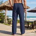 thumbnail image 6 of Guluxicc Men's Linen Pants with Multi Pocket Elastic Drawstring Long Straight Leg Beach Trousers for Summer Vacation Casual Outfits, 6 of 8