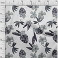 thumbnail image 2 of oneOone Cotton Poplin Light Gray Fabric Floral & Leaves Tropical Sewing Material Print Fabric By The Yard 42 Inch Wide, 2 of 4