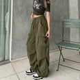 thumbnail image 4 of NIEWTR Womens Cargo Sweatpants Casual High Waisted Joggers Pants Wide Leg Sweat Pants Baggy Pants with Pocket(Green,XL), 4 of 7