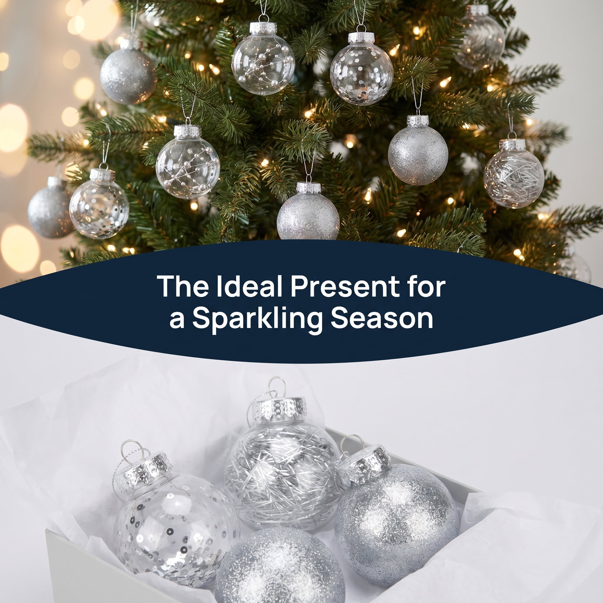 Unique Bargains Christmas Tree Ornaments - 24 Pack Baubles Shatterproof Balls White A 2.4"