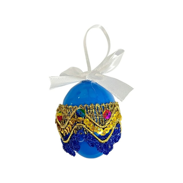 Dnogom Easter Decorative Bow Ribbon Eggs Pendant, 2.3in Multicolor Hanging Ornament Easter Eggs Festive Decor for Baskets & Easter Tree