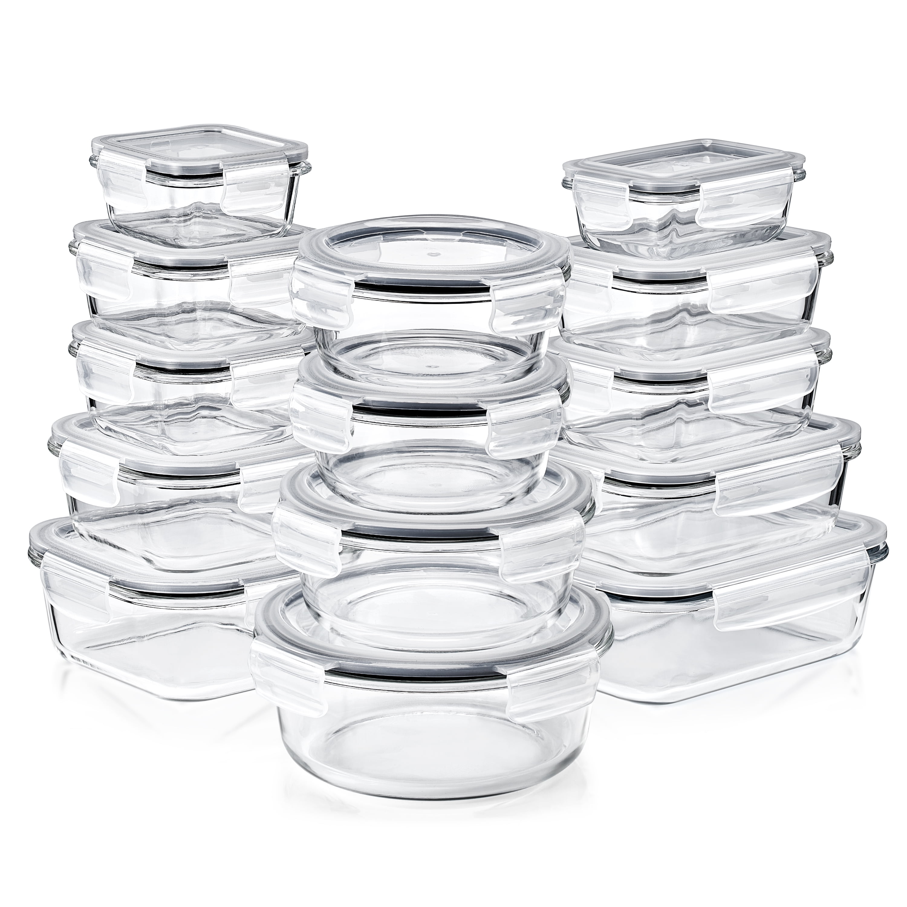 Sorbus 28-Piece Glass Food Storage Containers with Lids - Airtight, Microwave, Fridge, Dishwasher, Oven Safe, BPA-Free, Stackable, Meal Prep Containers