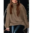thumbnail image 3 of PRETTYGARDEN Women's Winter Turtleneck Oversized Sweaters Long Sleeve Chunky Knit Slouchy Pullover Sweater Tops, 3 of 7