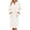 White, variant on Women's Plush Fleece Bathrobe with Embroidery - Thick Long Sleeve Shawl Collar Robe with Belt and Pockets, Absorbent Mid-Length Lounge Wear for Winter