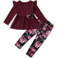 thumbnail image 2 of CARETOO Toddler Girl Clothes Long Sleeves Ruffle Top Floral Pants Cute Fall Winter Daily Casual Toddler Outfits Size 3t, 2 of 8
