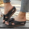 thumbnail image 3 of Modisza Women Orthopedic Wedge Floral Sandals Wide Width Comfortable Beach Slides Summer Dressy Slippers Walking Shoes size 6.5 Black, 3 of 7