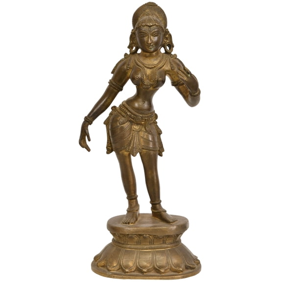 11" Standing Apsara In Brass | Handmade | Made In India