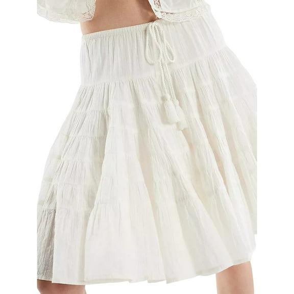 Women'S Pleated Skirt High Waisted Ruffle Tennis Skirts Sports - Running Skorts White S
