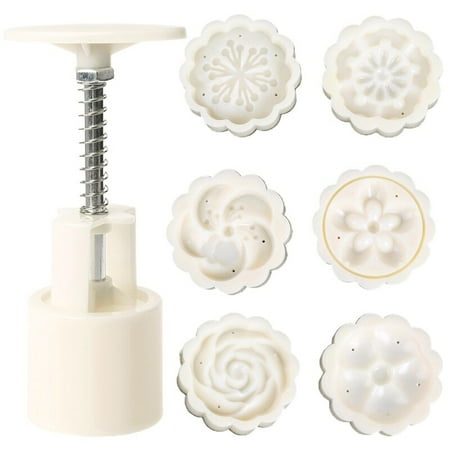 

FurnishingNICE 6 Rose Flower Stamps Moon Cake Decor Mould Round Mooncake Mold Tool 50g DIY