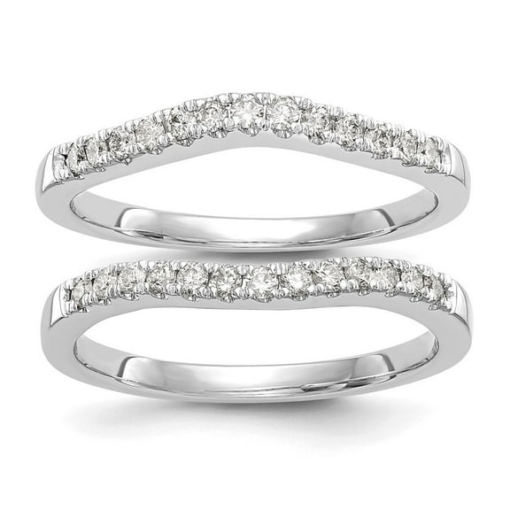 Auriga 14k White Gold 1/3 carat Diamond Set of 2 Contoured Complete Wedding Band for Women Size-7s