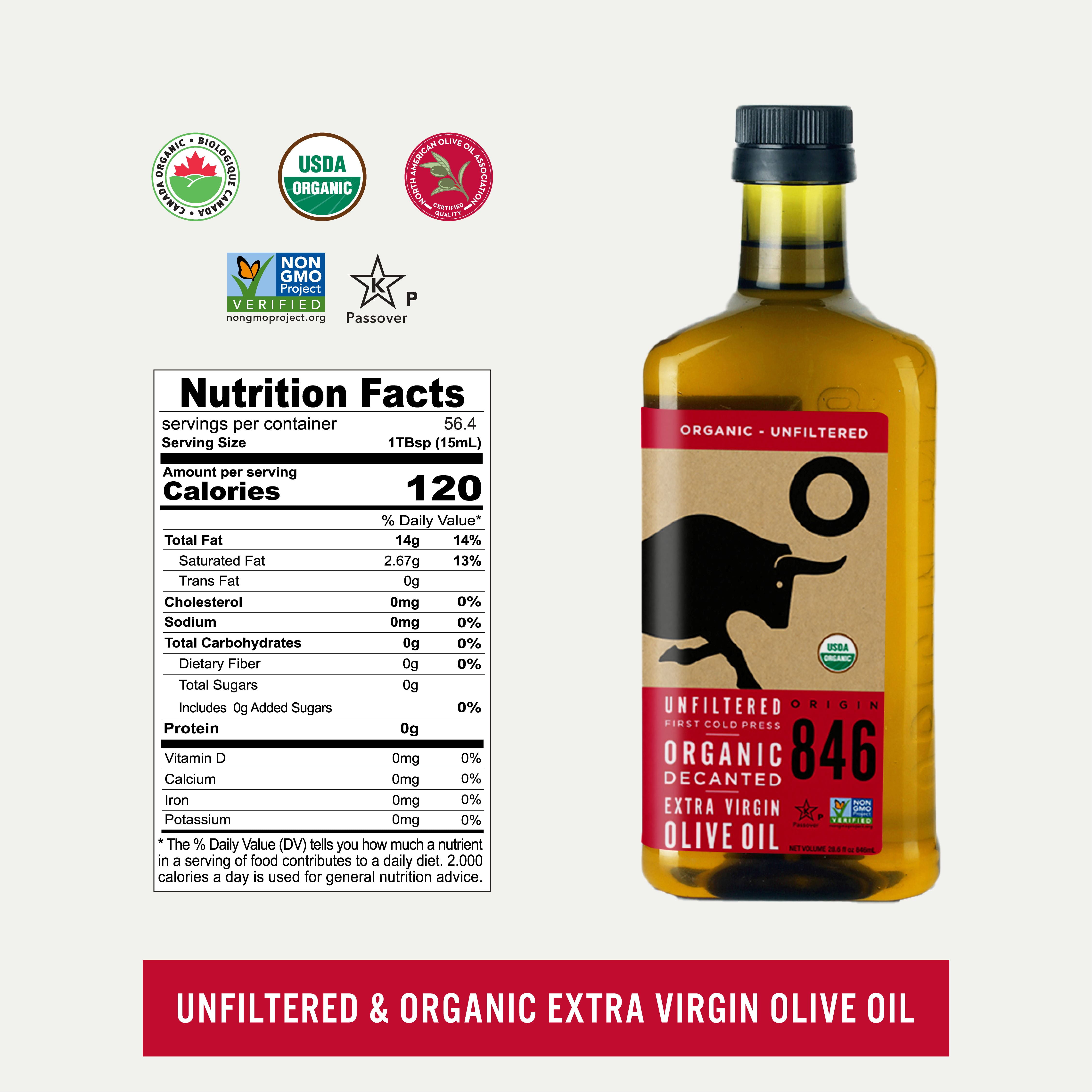 Origin 846 Unfiltered Organic Extra Virgin Olive Oil, 28.6 Fl Oz