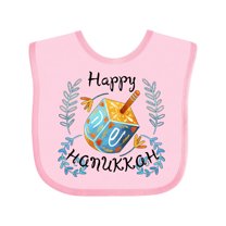 Inktastic Happy Hanukkah Dreidel and Laurels Boys or Girls Baby Bib