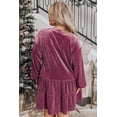 thumbnail image 2 of Plus Size Velvet Meadow Mauve Tiered Buttons Dress with V Neck | [ZhiHiMeRi] | (US 26W-28W)4X, 2 of 12