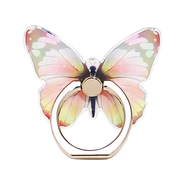 Butterfly Cell Phone Ring Stand Holder, Cute Mobile Phone Bracket 360°Rotation Phone Ring Holder Stand Ring Hand Grip With Knob Loop