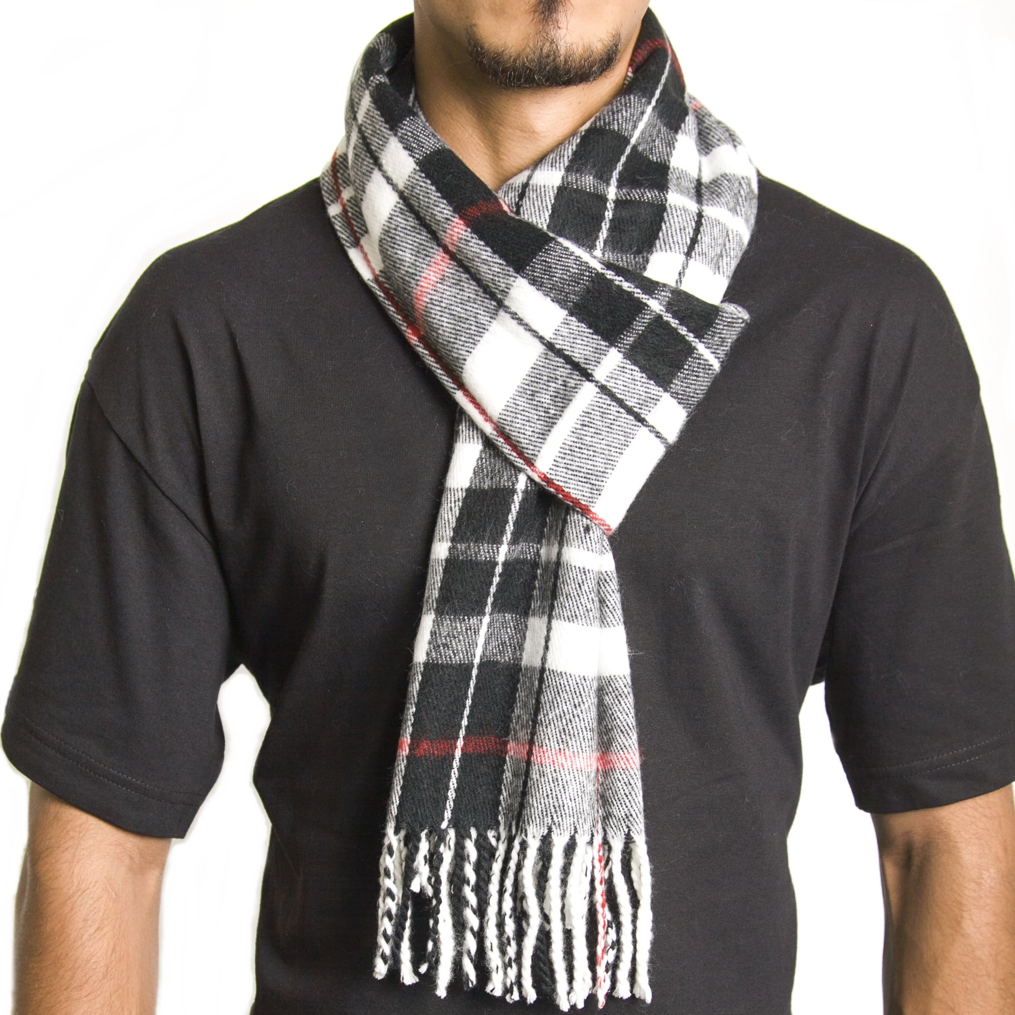 Cashmere and 100/% soft Lambs Wool Plaid Tartan Winter Scarf for Men and Women Blue Plaid