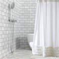 thumbnail image 3 of Ounissouiy Cortina de baño de poliéster sin moho repelente al agua con forro de cortina de ducha con volantes de diseño caliente de 3 tamaños Juegos de accesorios de baño Blanco NO1, 3 of 4