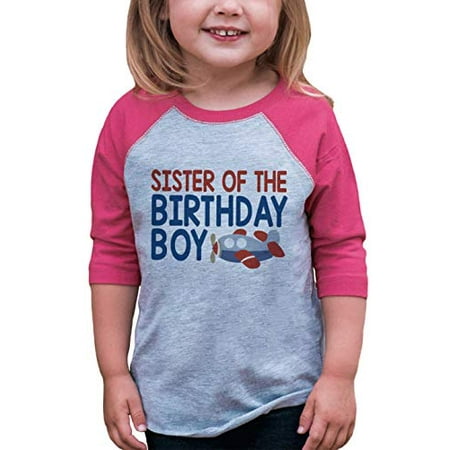 

7 ate 9 Apparel Girl s Sister Airplane Pink Raglan Tee