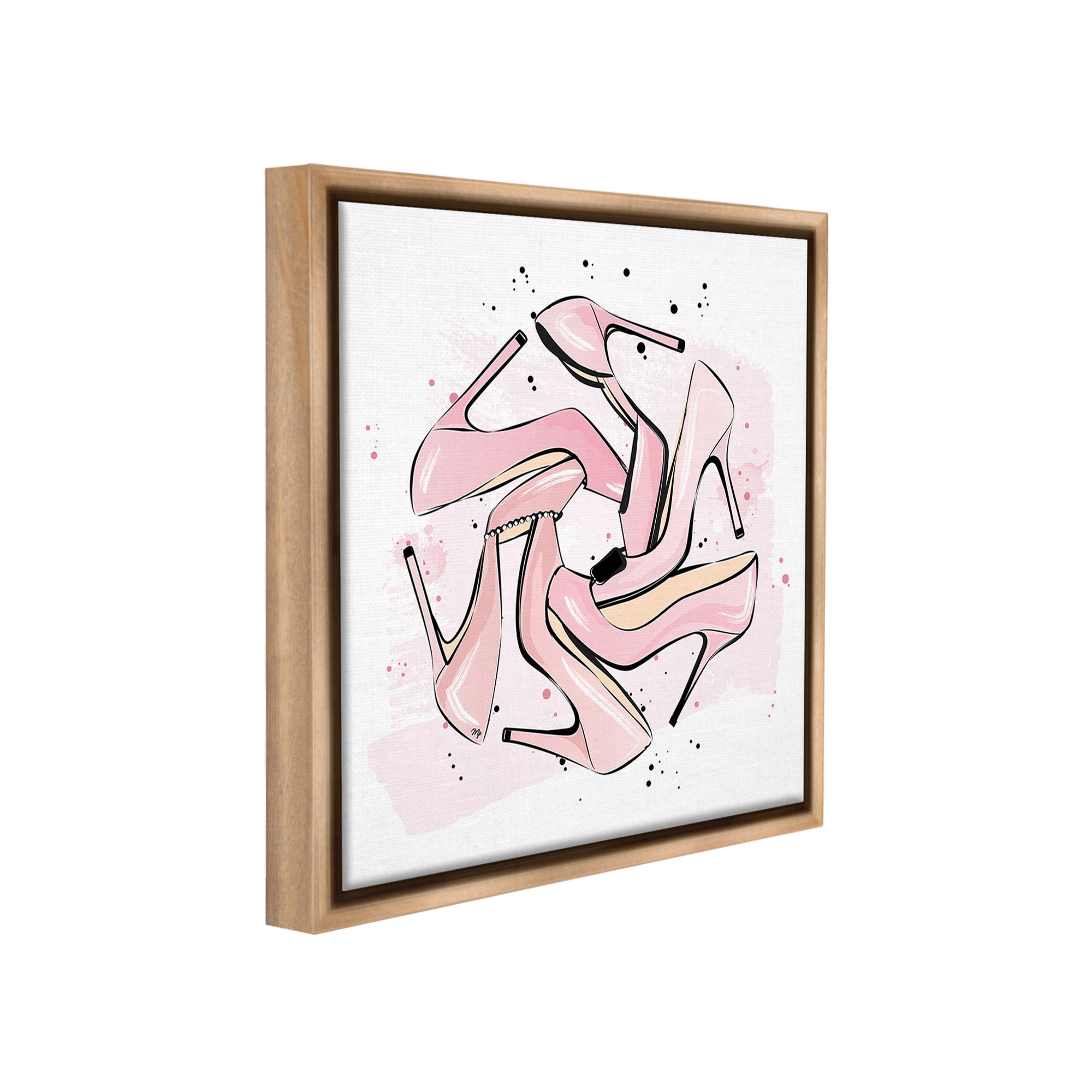Stupell Industries Heels with Modern Pattern Beauty & Fashion Painting Brown Floater Framed Canvas Art Print Wall Art, 18 x 18
