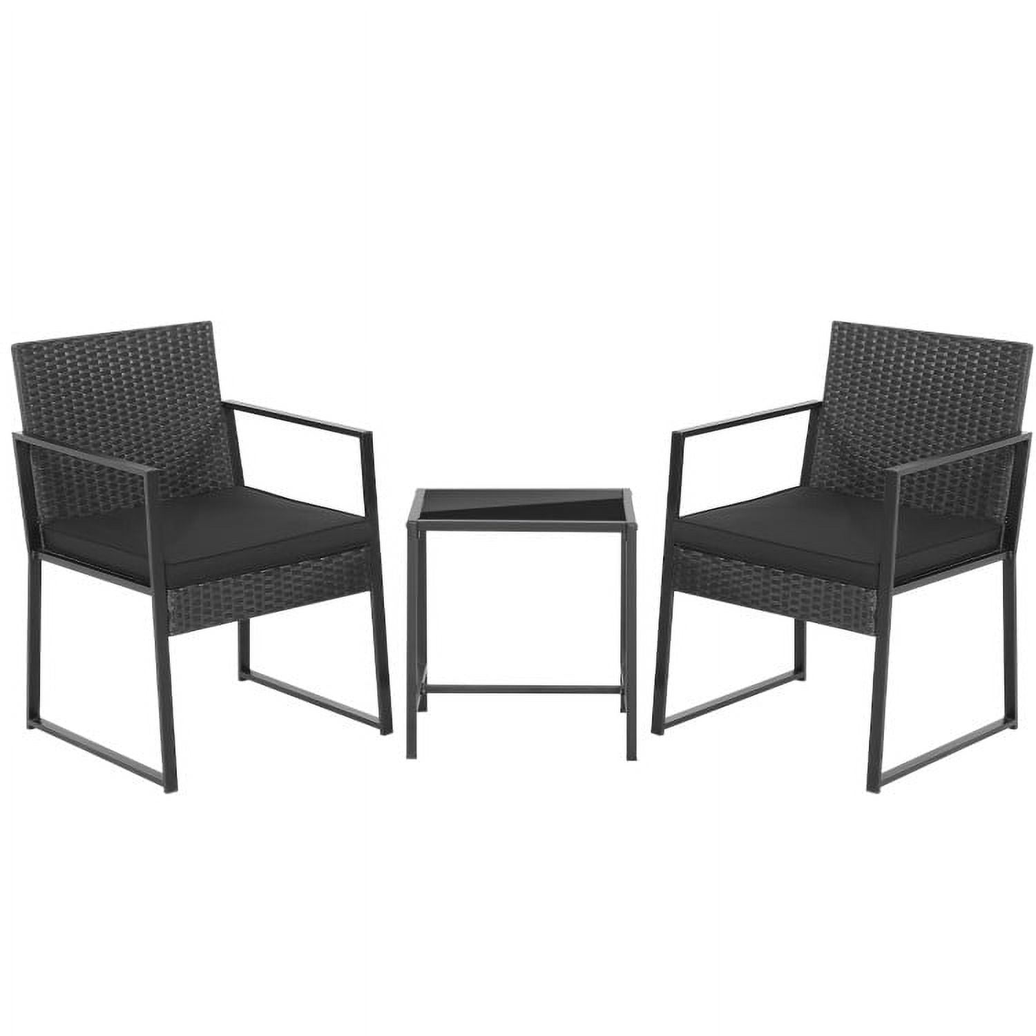 Aimee Lii 3 Pieces Patio Wicker Furniture Set with Coffee Table, Outdoor Patio Set, Black Aimee Lii 3 Pieces Patio Wicker Furniture Set with Coffee Table, Outdoor Patio Set, Black