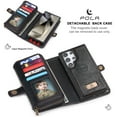 thumbnail image 5 of Decase Wallet Case for Samsung Galaxy S23 Ultra with Hand Strap & 13 Card Slots Magnetic Detachable 2-in-1 Zipper Flip Folio Leather Stand Multifunctional Handbag Case for Samsung S23 Ultra,Black, 5 of 11