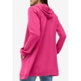 thumbnail image 2 of Ellos Women's Plus Size Long Zip Front Hoodie French Terry Long Oversized Lightweight Jacket, 2 of 6