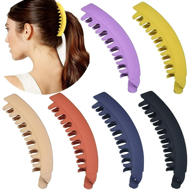 6 Pieces Banana Hair Clips Combs Comb Banana Clip Fishtail Hair Clip Banana  Ponytail Holder Clip for Women Girls