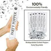 Clover Products Premium Large Premium Confetti Cannon - 6 Pack Silver Mylar Confetti Popper | Compressed Air Launches Confetti 20-25 feet | Party Poppers for any Celebration.