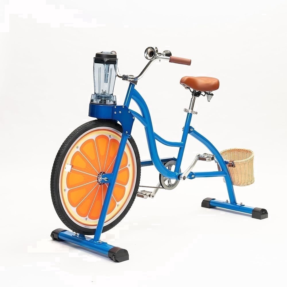 Pedal‑Powered Exercise Bike Blender, Adult Human‑Powered Smoothie Maker, 330 lbs Capacity, Dual‑Purpose Fitness & Kitchen Tool for Home Gym, Blue