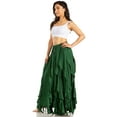 thumbnail image 3 of Sakkas Nova Womens Bohemian Stonewashed Rayon Asymmetrical Hem Maxi Swing Skirt - Green - One Size, 3 of 5