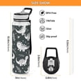 thumbnail image 3 of White Line Dinosaurs Leaves Sports Water Bottle Portable Travel Mug 32oz BPA Free Leak Proof Straw Transparent Tritan for Gym Yoga Cycling Camping, 3 of 7