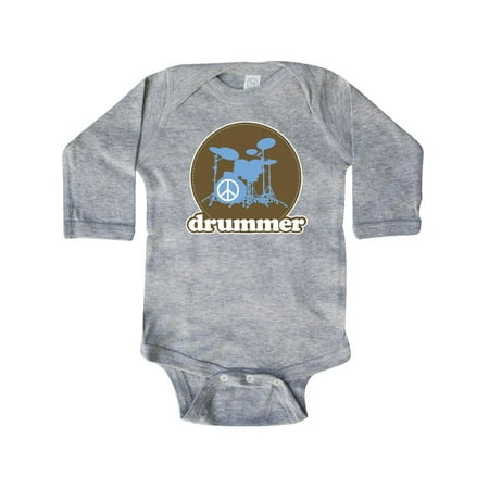 

Inktastic Cool Brown Retro Drummer Gift Baby Boy or Baby Girl Long Sleeve Bodysuit