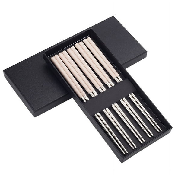 Zhuge pares de palillos chinos reutilizables de metal con pajita de trigo, palillos chinos portátiles de acero inoxidable para cajas bento, escuela, hogar, oficina, uso en campamentos (beige)