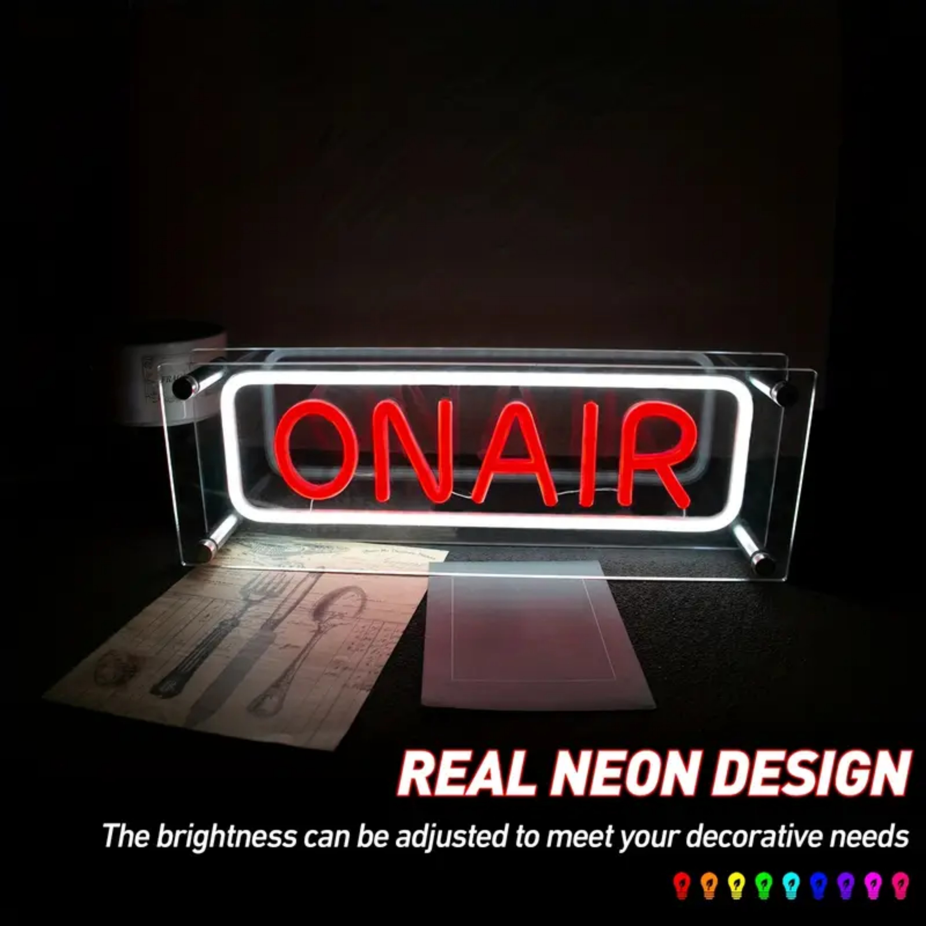 UPONRAY On Air Desktop Neon Signs, 13.8"*4.7" Dimmable & USB-Powered LED Neon Light, Stylish Desktop decoration for Bed Room, Living Room, Shop, Bar, Party
