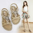 thumbnail image 2 of Elegant Summer Sandals Rhinestone Flat Beach Shoes, 2 of 2