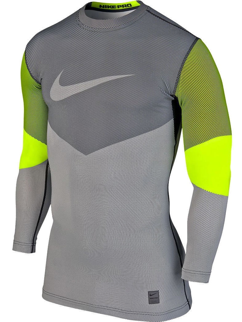 Nike Pro Hyperwarm Fitted Volt Yellow Long Sleeve Shirt Size XL