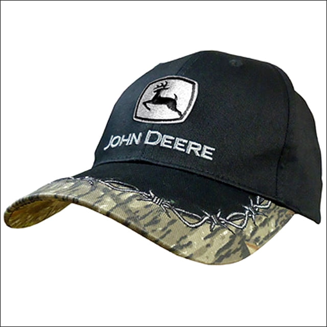John Deere JOHN DEERE LOGO MENS BARB WIRE ADJUSTABLE COTTON BASEBALL CAP BLACK CAMO Walmart