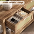 thumbnail image 2 of Narrow Rattan Console Table with 2 Drawers – 2-Tier Boho Entryway Side Table, Open Storage Shelf, Natural Wood Accent for Small Spaces, Hallway, Living Room, Foyer, 2 of 7