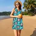 thumbnail image 3 of Daiia Skull Cat Print Women's Dresses 2025 Trendy Short sleeve Dresses Casual Baggy Flowy Maxi Sun Dresses, 3 of 7