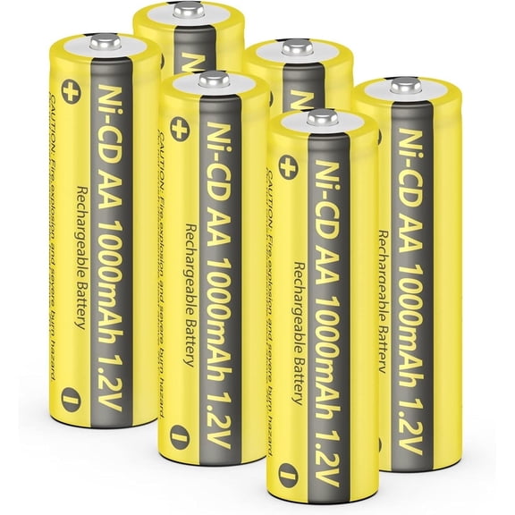 PKCELL AA NiCd Rechargeable Batteries 1000mAh 1.2V Battery Pack for Solar Lights, Garden Lights, 6-Pack