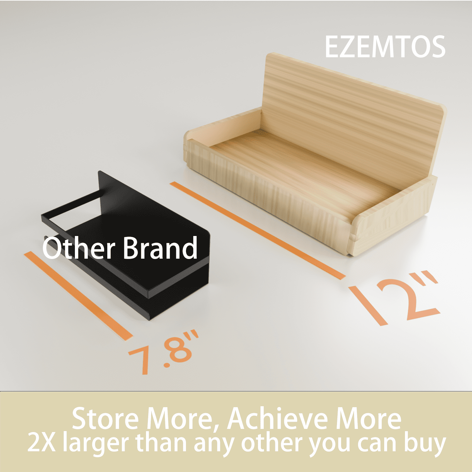 EZEMTOS Bamboo Magnetic Shelf for Fridge, 6" Deep Magnetic Spice Rack for Refrigerator, Kitchen Organization Spice Rack Organizer, Heavy Duty 20LB Large Capacity