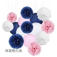 thumbnail image 1 of Nvzi Juego de 30 linternas de papel con forma de bola de flores, para colgar, redondas, para decoración de fiestas, bodas, cumpleaños y hogar, color azul oscuro, rosa y blanco, 1 of 3